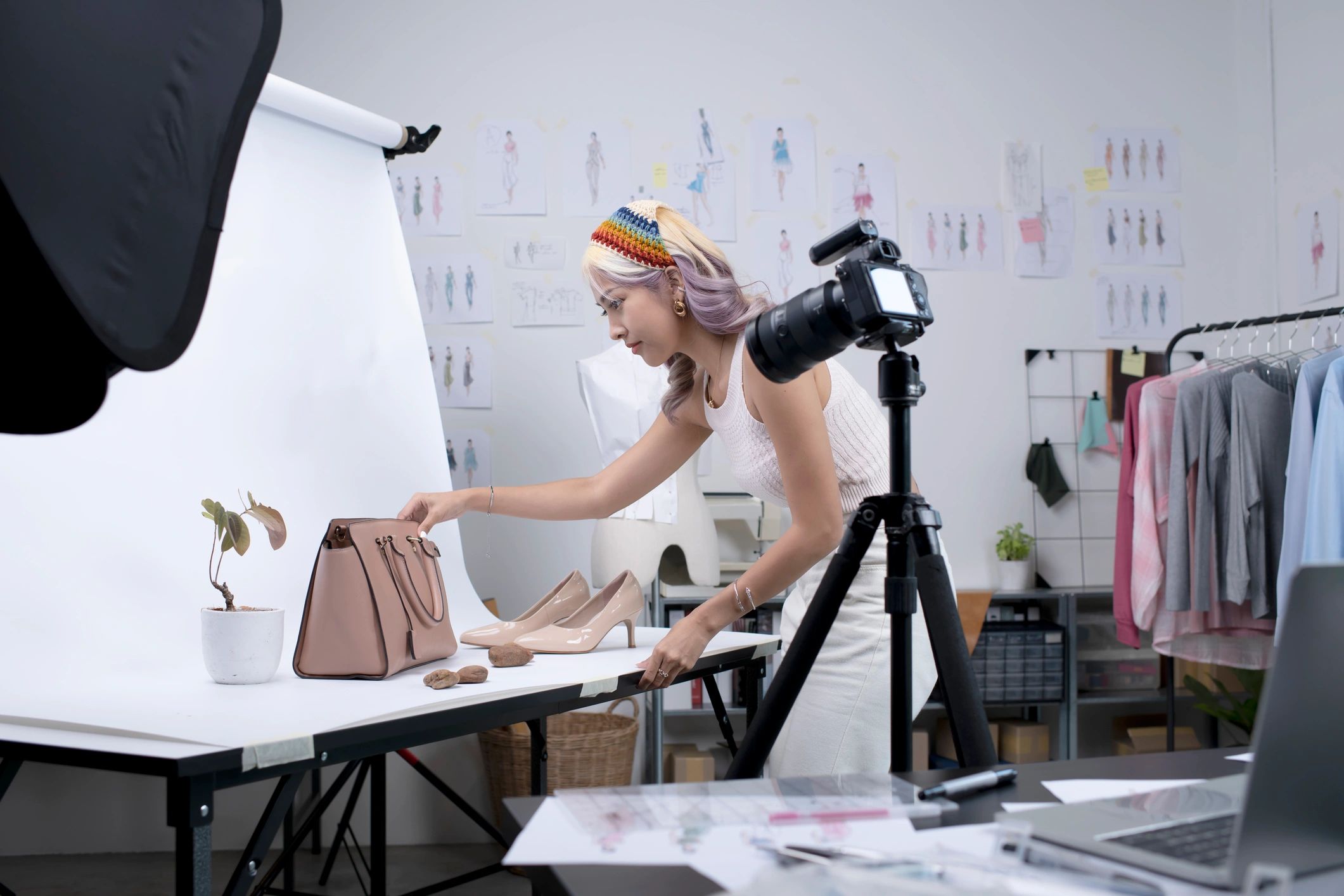 Asian woman fashion designer, influencer, blogger or vlogger